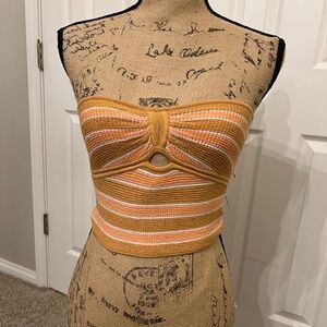 American Eagle Small Striped Orange Tube Top